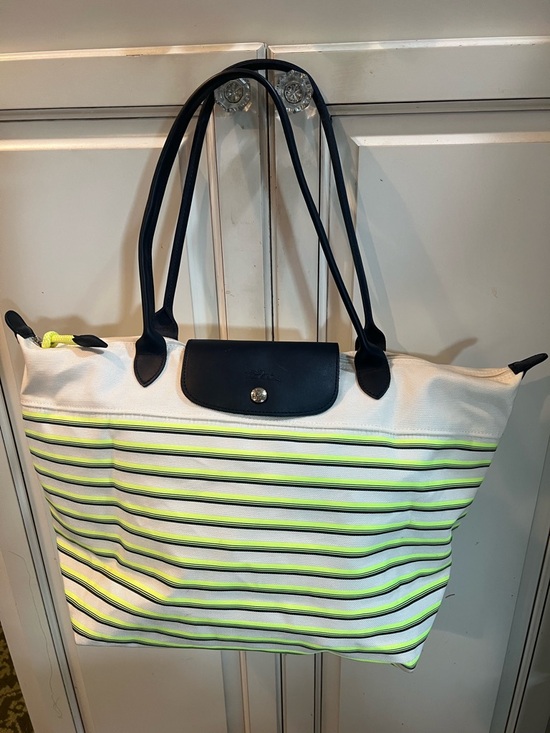Longchamp Handbags - LongChamp le pliage mariners travel tote limited-edition neon stripe -Authentic